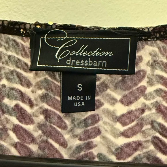 Dressbarn Brown and Cream Wrap Blouse with 3/4 Sleeves - Picture 2 of 3